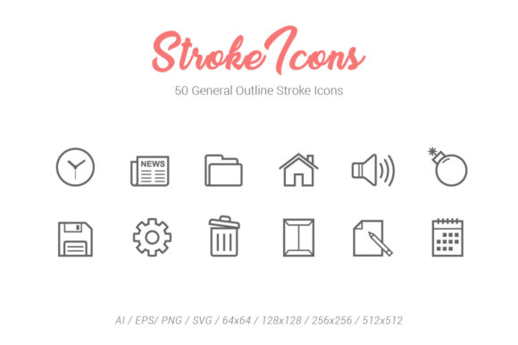 50 General Outline Stroke Icons for Creative Projects