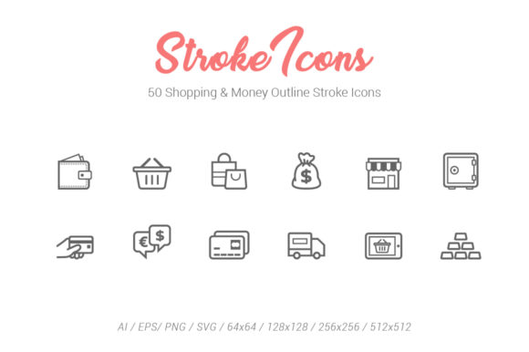 50 Shopping Outline Stroke Icons: A Versatile Toolkit for Modern Designers