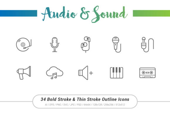 Audio Sound Outline Stroke Icons: A Comprehensive Evaluation for Designers and Marketers