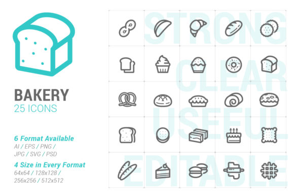 Bakery Sweet Strong Line Icon: A Versatile Design Resource