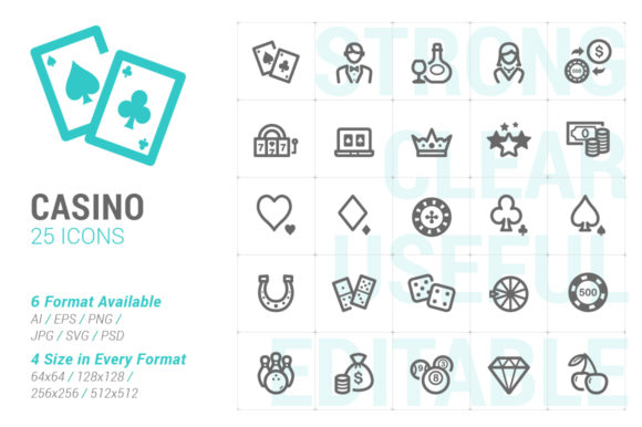 Casino Gambling Strong Line Icon: Bold Design for Dynamic Visual Projects