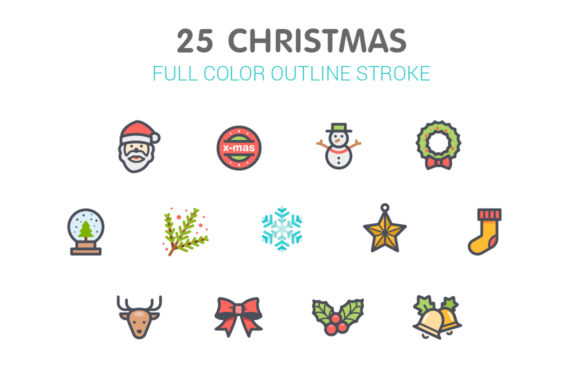 Christmas Color Icon Collection for Creative Projects