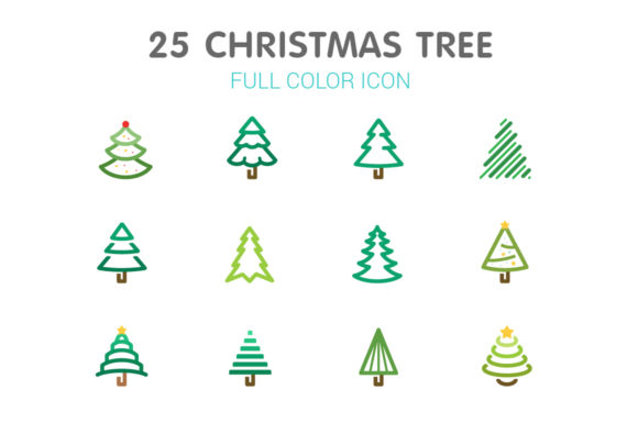 Christmas Tree Color Icons for Modern Design Projects