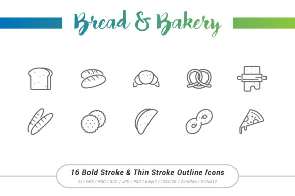 Enhancing Visual Communication with Bread Bakery Outline Stroke Icons