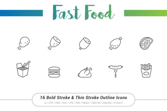 Fast Food Outline Stroke Icons: Streamlining Visual Communication in Modern Workflows