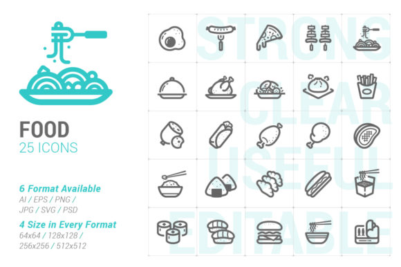 Food Strong Line Icon: A Versatile Design Resource for Digital and Print Projects
