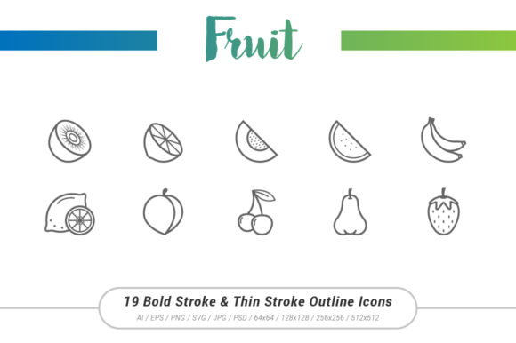 Fruit Outline Stroke Icons: Versatile Design Assets for Everyone