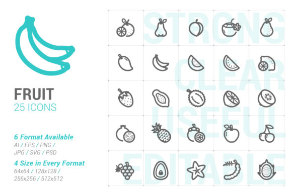 Fruit Strong Line Icon: Flexible Design for Every Creator