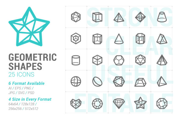 Geometric Shapes Strong Line Icon: A Versatile Design Resource for Modern Creatives