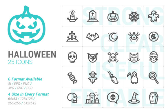 Halloween Strong Line Icon Collection