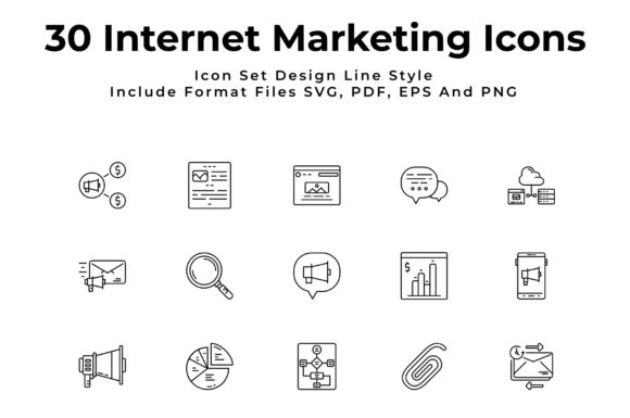 Internet Marketing Icon Set Line Style: Elevating Modern Design Projects
