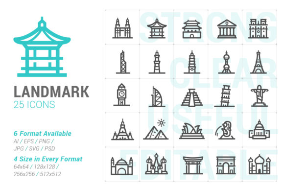 Landmark Strong Line Icon: A Versatile Design Resource for Modern Creatives