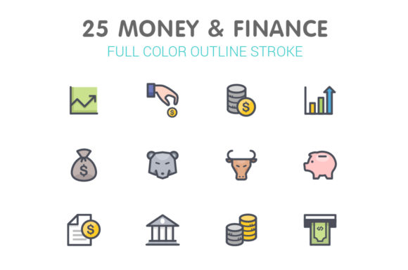 Money Finance Color Icons for Modern Design Projects