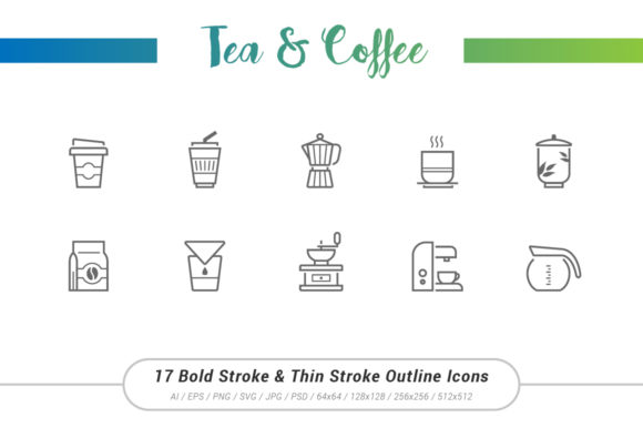 Tea Coffee Outline Stroke Icons: A Versatile Design Resource for Modern Creatives