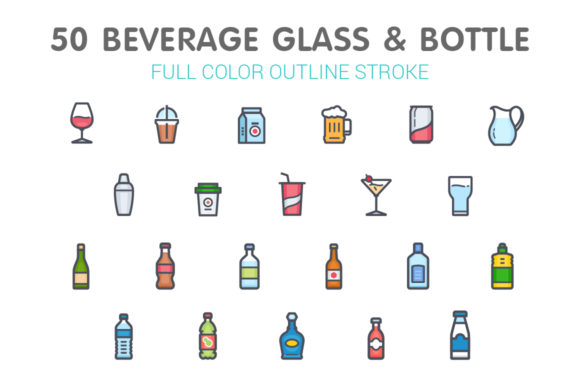 The Glass Bottle Full Color Icon Set: A Versatile Design Asset for Modern Creatives