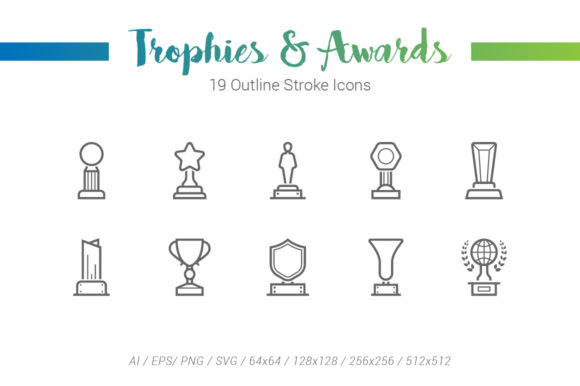 Trophy Award Outline Stroke Icons: A Versatile Design Asset
