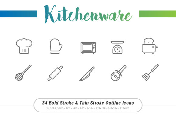 Unlocking Creativity with the Kitchenware Outline Stroke Icon Set