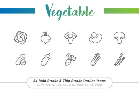 Vegetable Outline Stroke Icon: A Versatile Design Resource for Modern Visual Projects