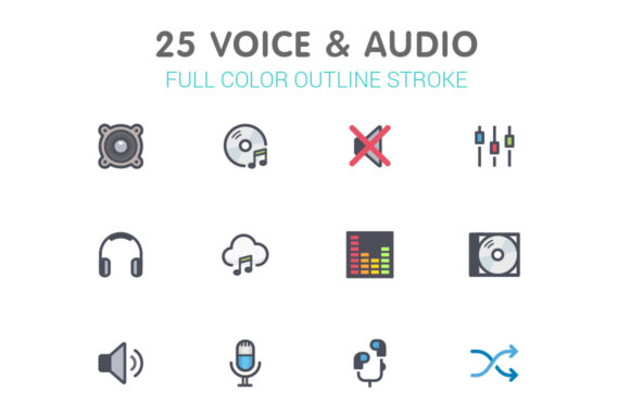 Voice Audio Color Icon Set for Modern Design Needs