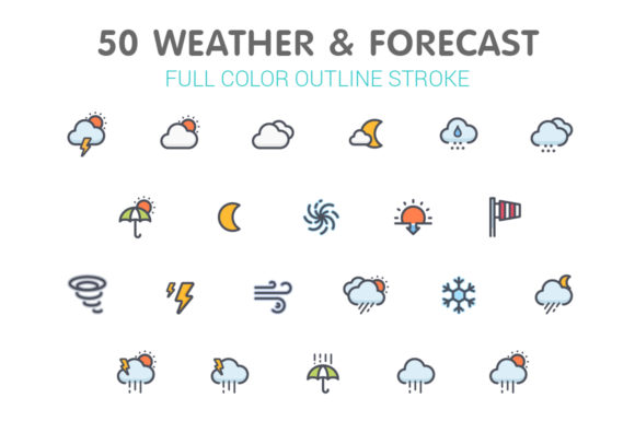 Weather and Forecast Full Color Icon Set