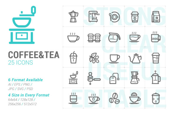 Why the Coffee and Tea Strong Line Icon Set is a Must-Have for Modern Designers and Marketers